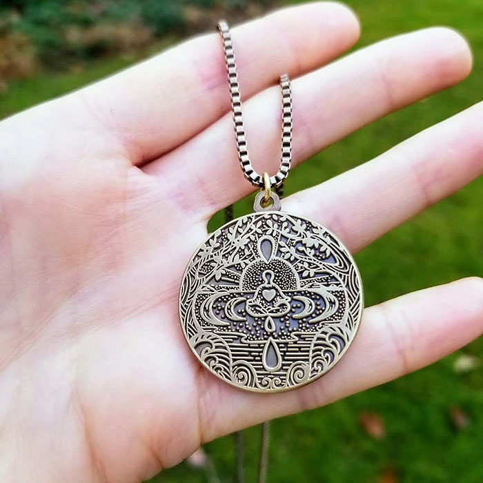 Mindfulness reminder - Pendant with Mindfulness symbol interpretation - Metal